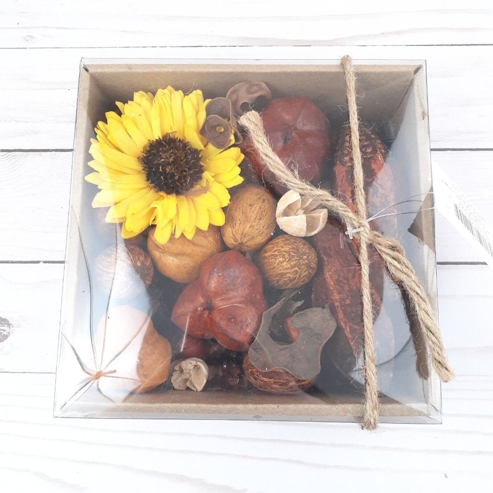 Bowl Vase Filler Scented Potpourri Sunflower Pinecones